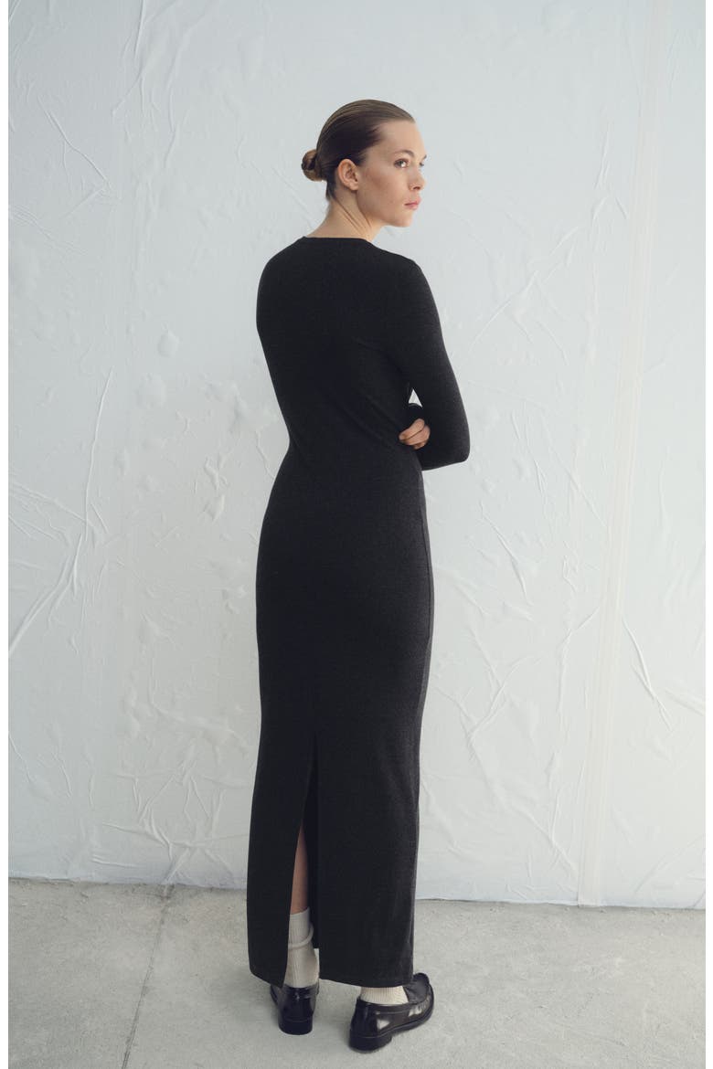 Drape Combined Long Sleeve Maxi Dress