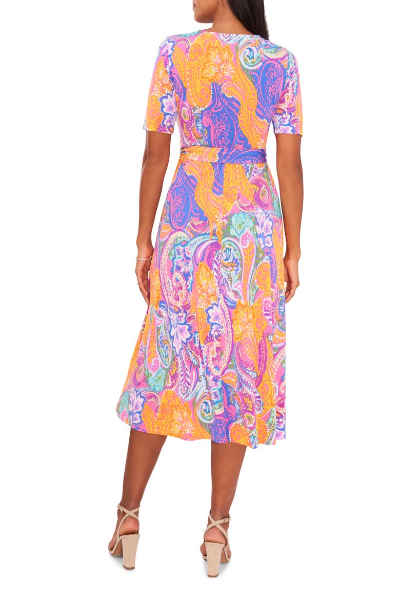 V-Neck Belted Midi Dress
