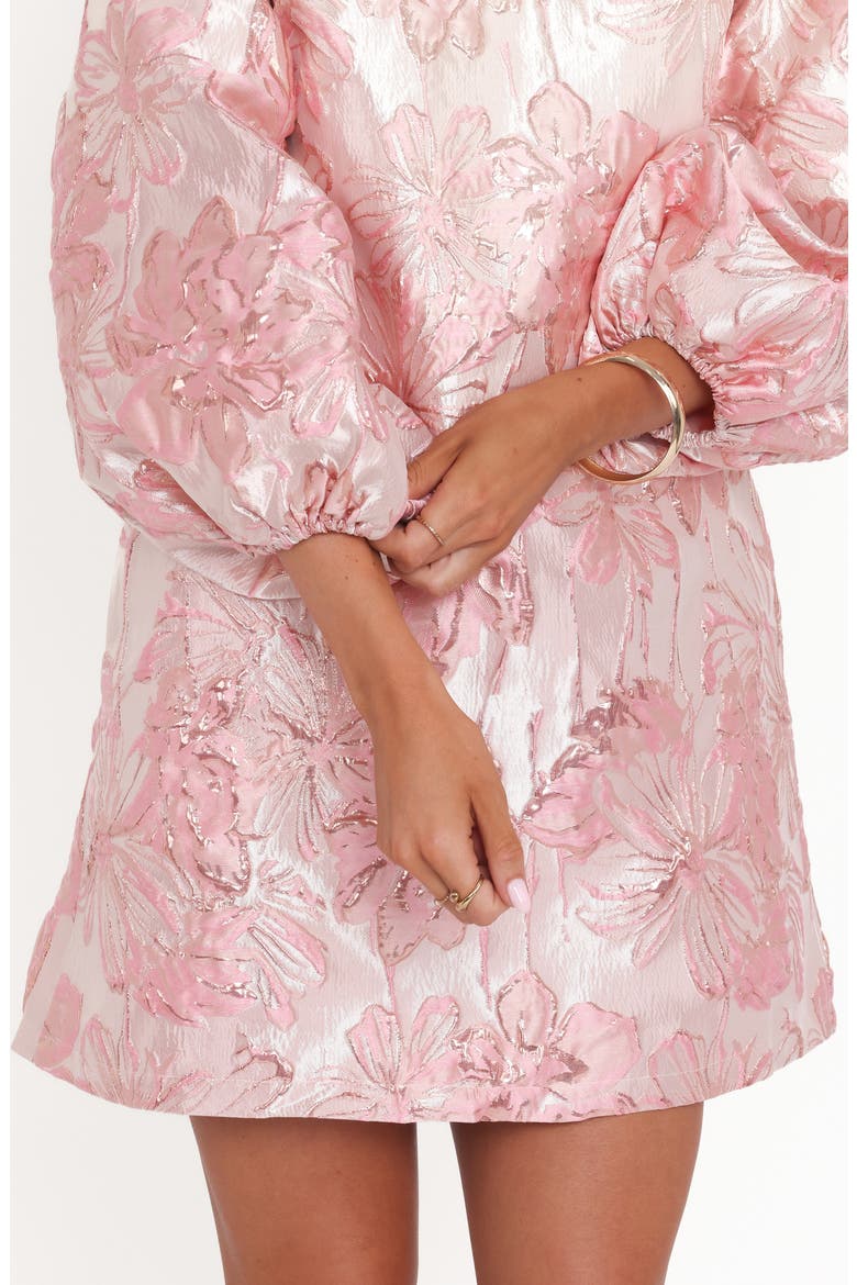 Treloar Balloon Sleeve Metallic Jacquard Minidress
