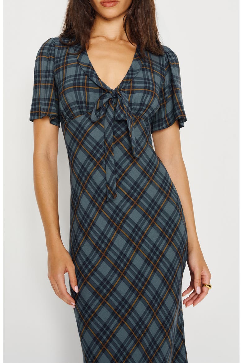 Tyra Plaid Crepe Midi Dress