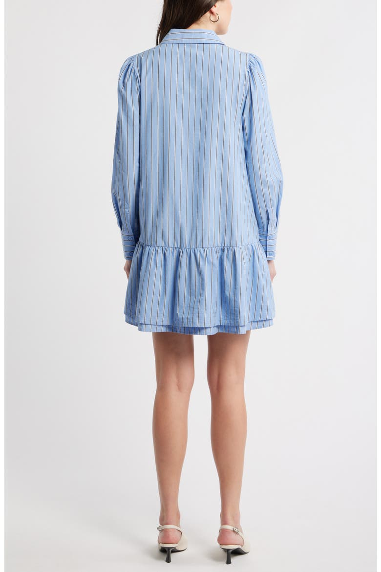 Flounce Hem Long Sleeve Shirtdress