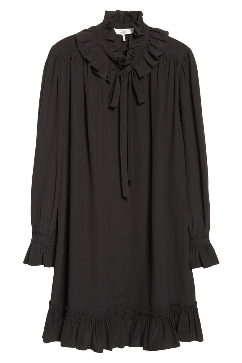 Long Sleeve Organic Silk Crêpe de Chine Minidress