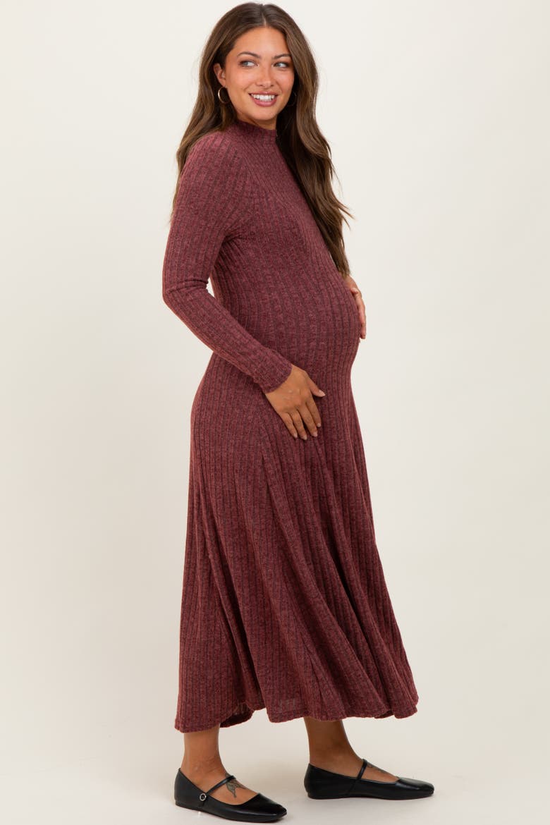 Ribbed Mock Neck Midi Dress