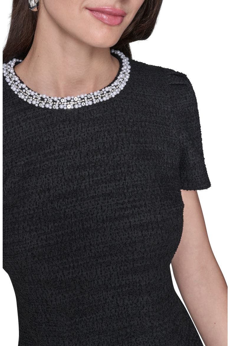 Embellished Tweed Knit Sheath Dress