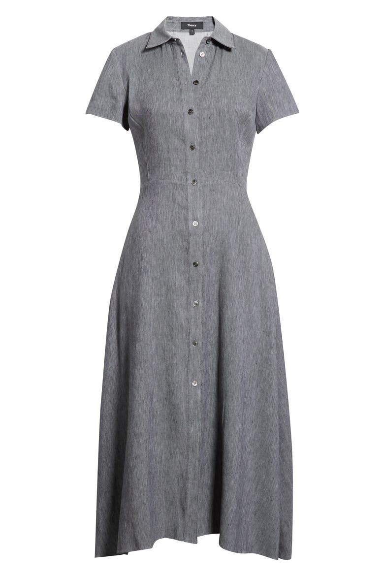 Stretch Linen Blend Shirtdress