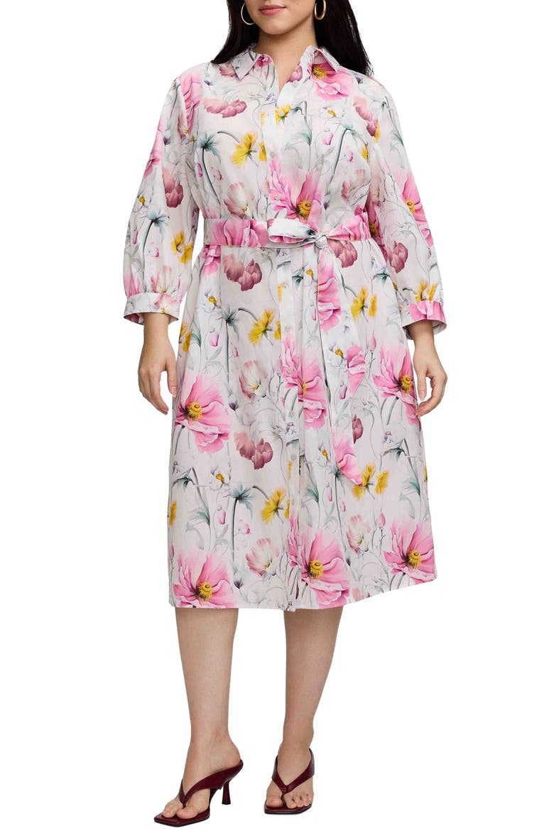 Esther Floral Belted Cotton Shirtdress