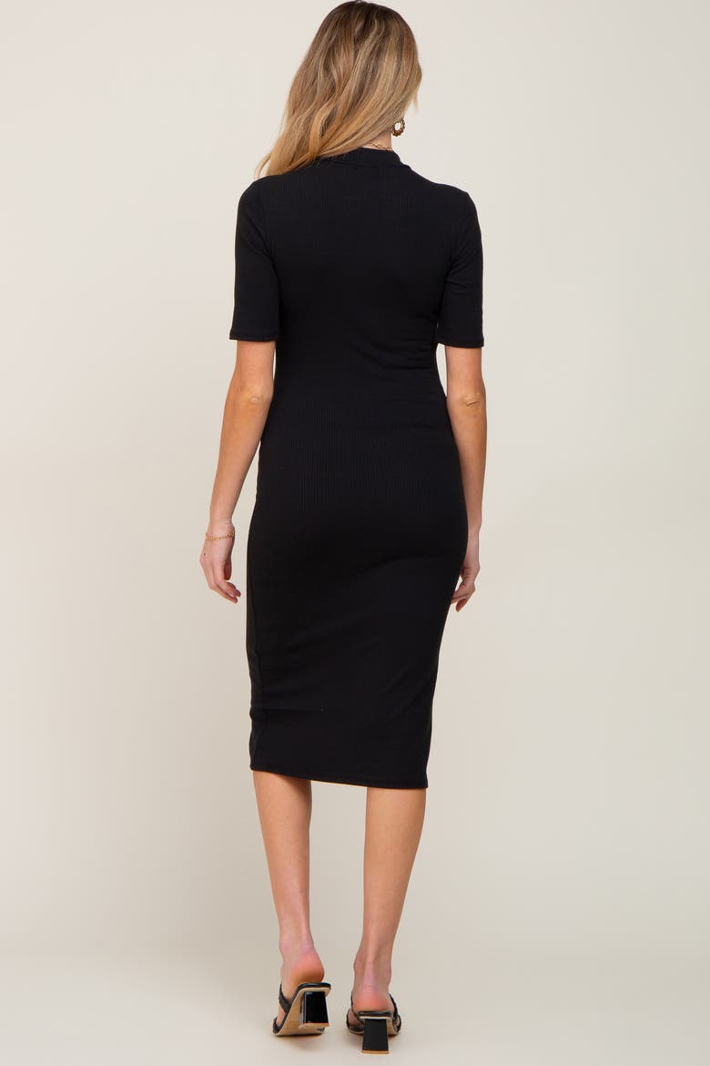 Ribbed Mock Neck Midi Dress