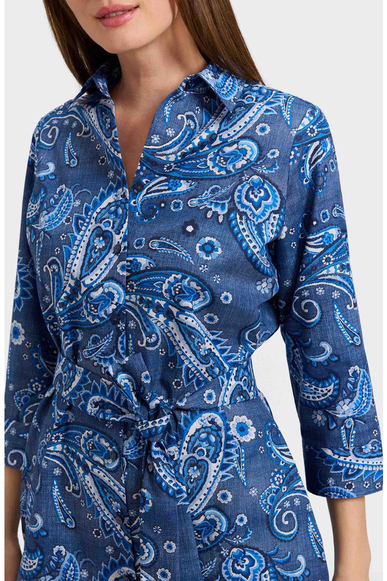 Rocca Paisley Print Belted Cotton Shirtdress