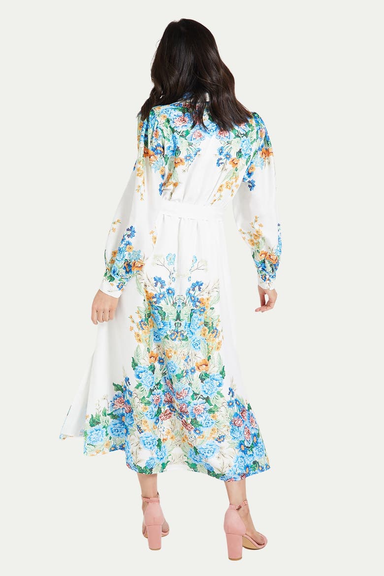 Floral Western Belted Midi Shirt Dress