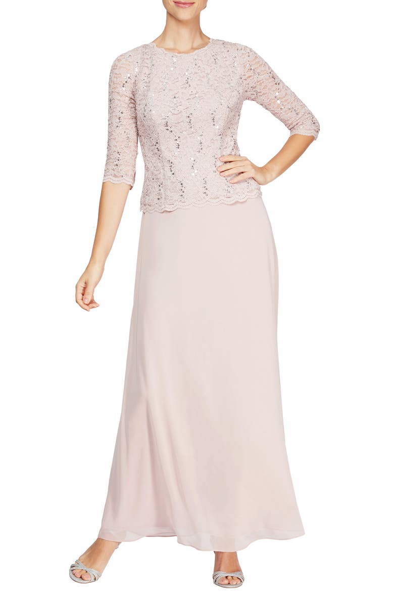 Sequin Lace & Chiffon Gown