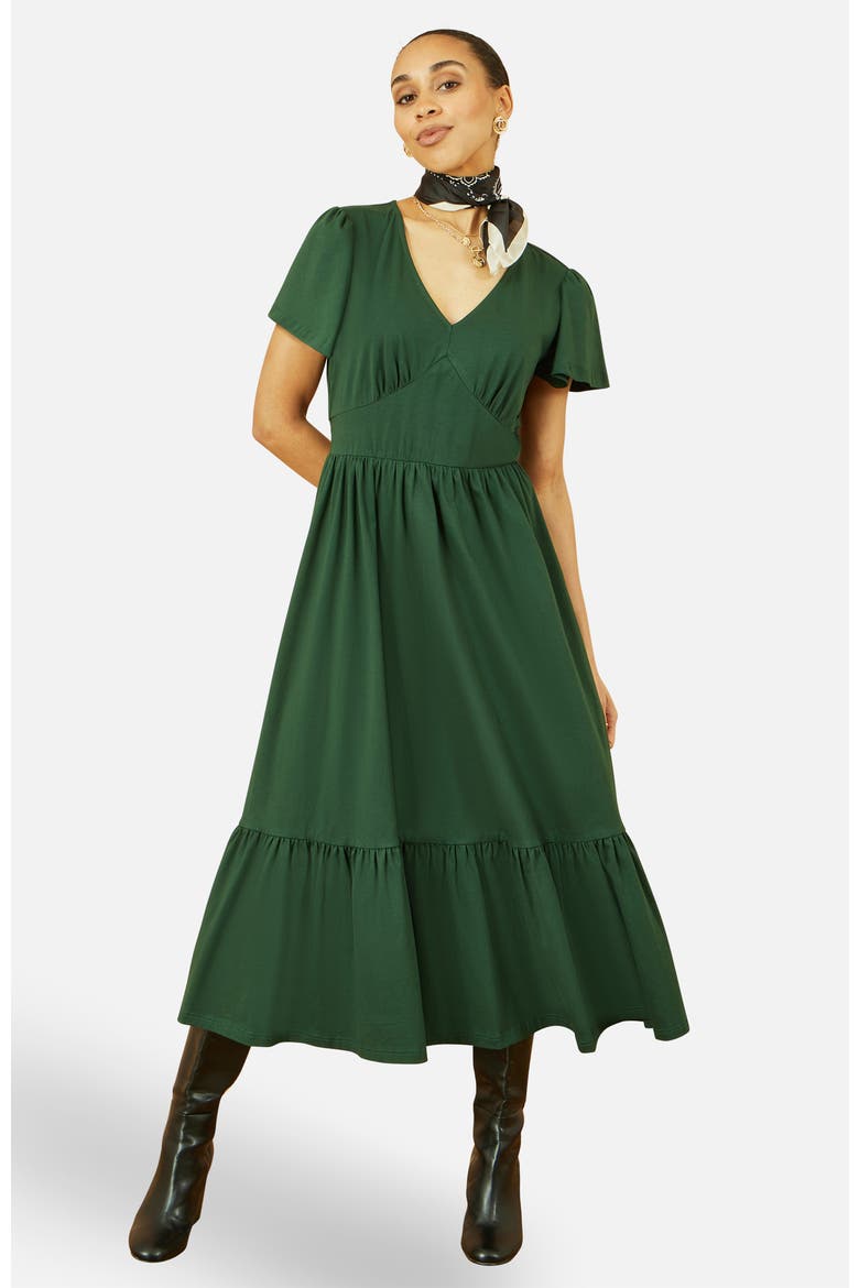 Cotton Jersey V-Neck Midi Dress