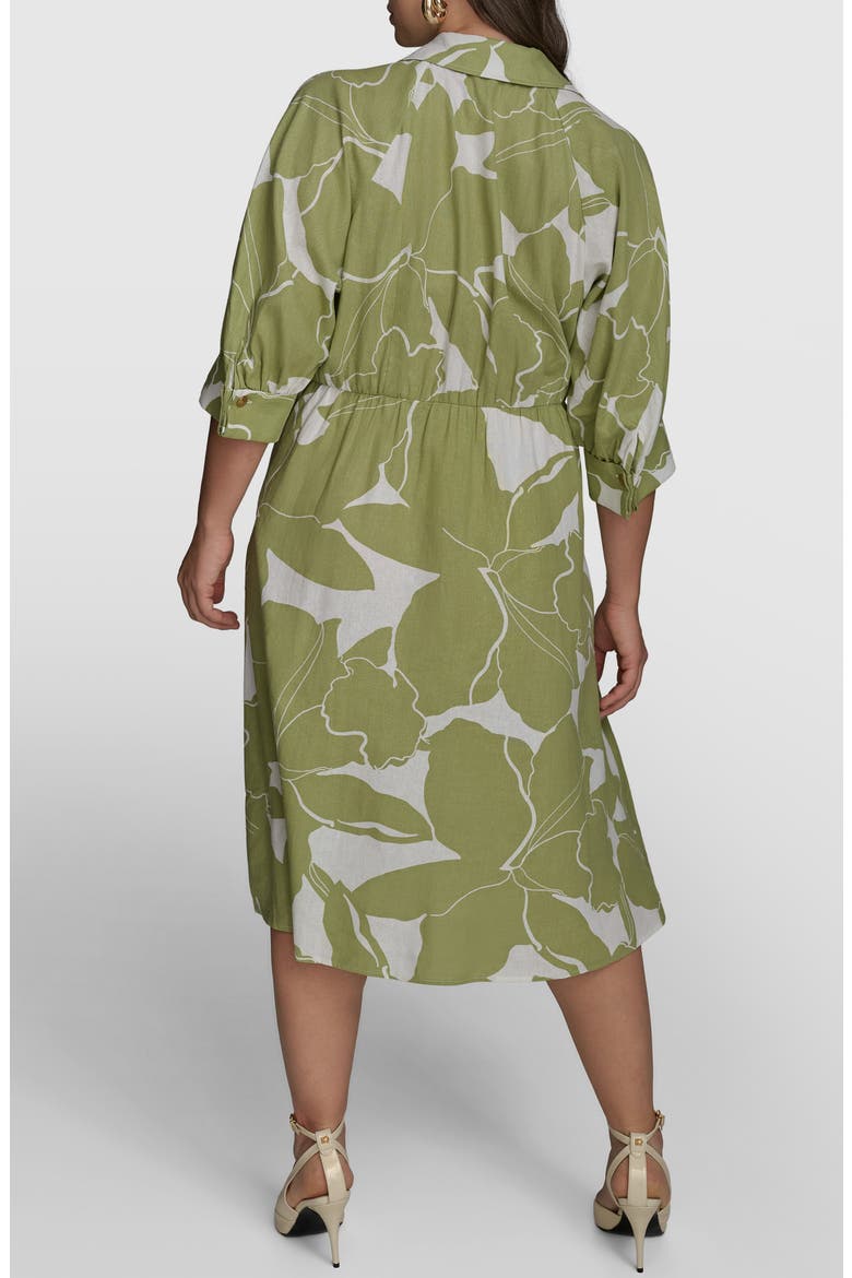 Print Tie Waist Midi Shirtdress