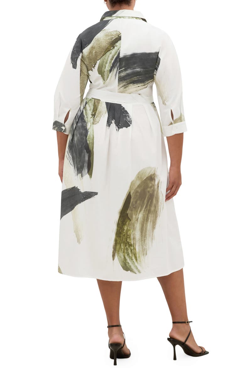 Angel Brushstroke Belted Cotton Shirtdress