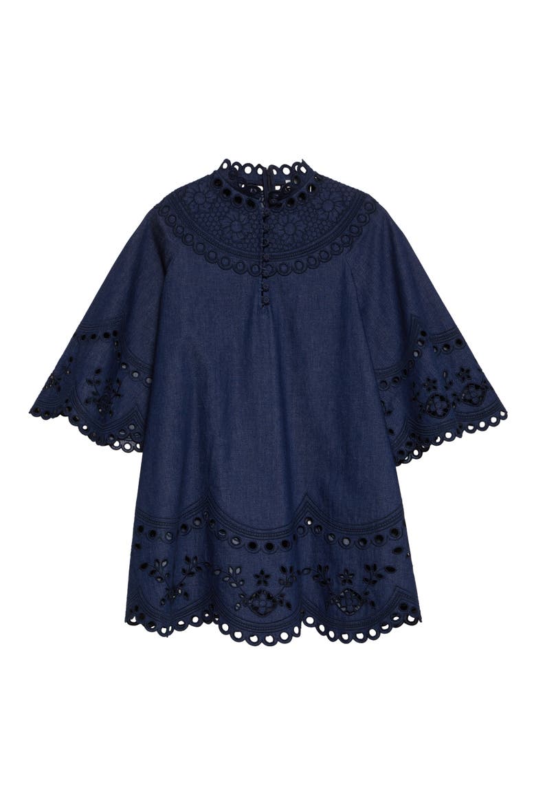 Mohan Broderie Anglaise Trim Denim Minidress