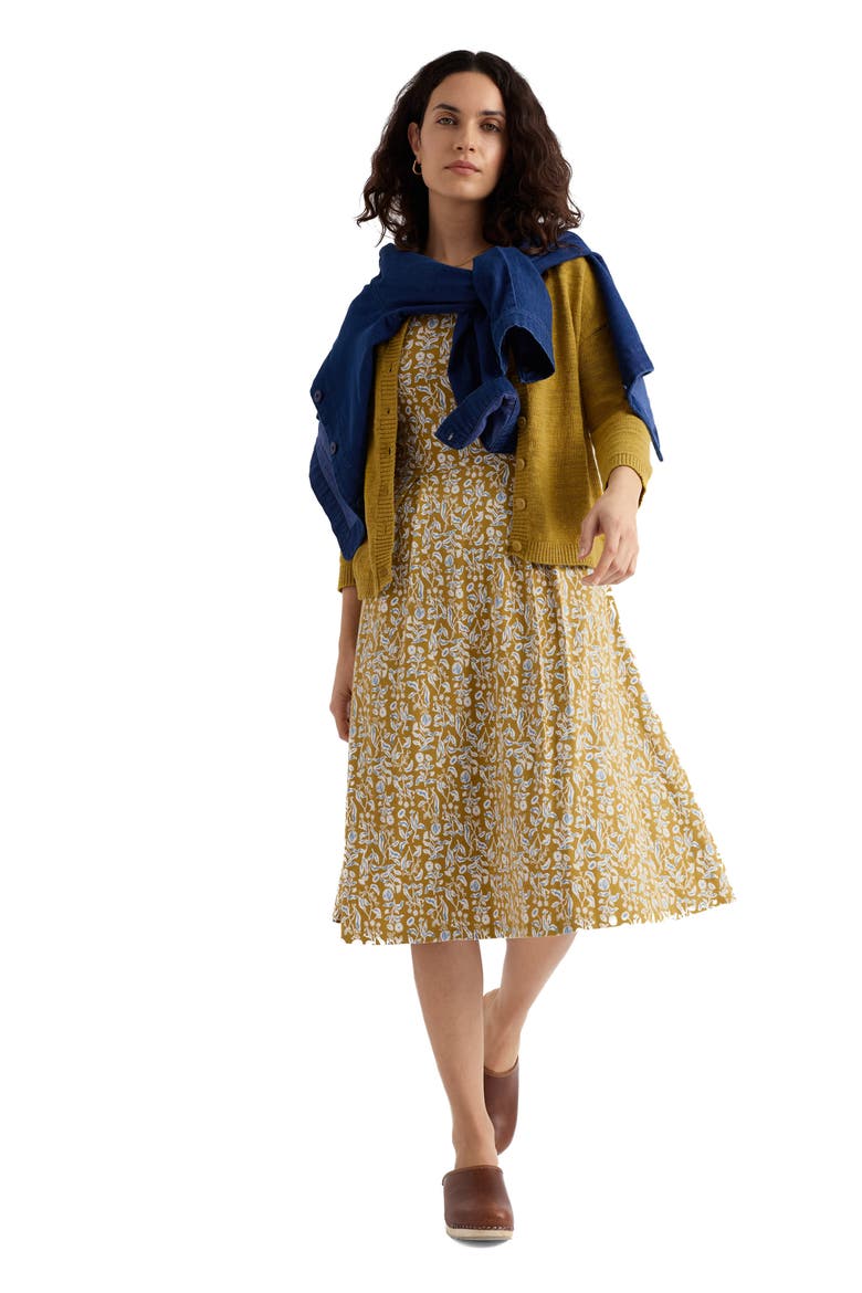 Pier View Print Flare Stretch Organic Cotton Dress