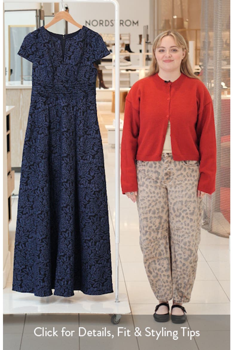 Embossed Short Sleeve Maxi Dress