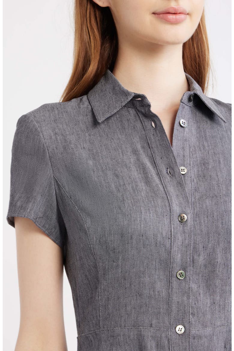 Stretch Linen Blend Shirtdress