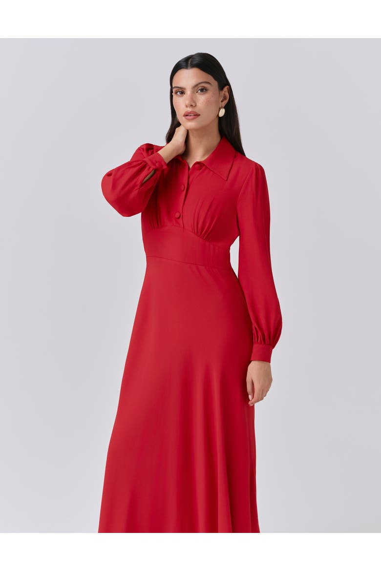 Wendy Crepe Collared Neck Midi Dress