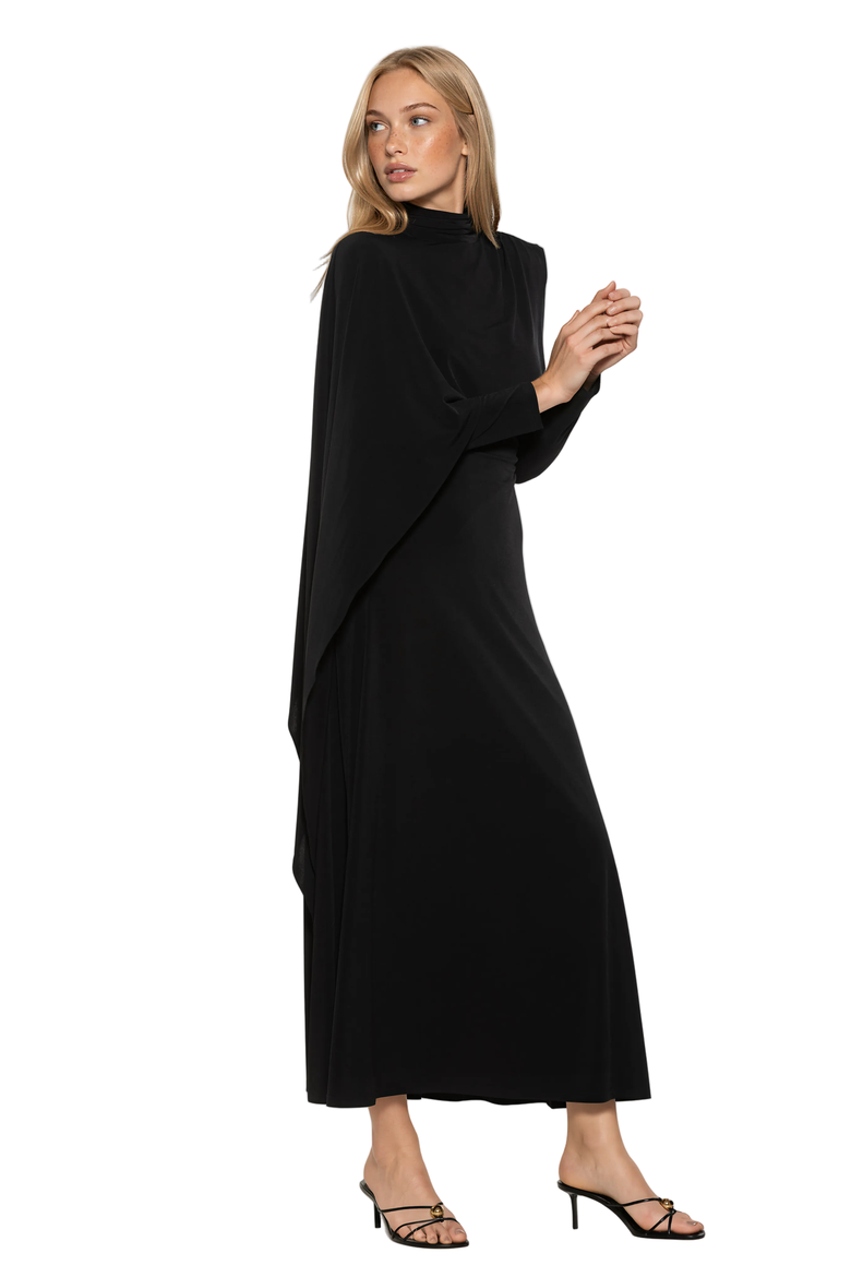 Aziel Mockneck Cape Maxi Dress