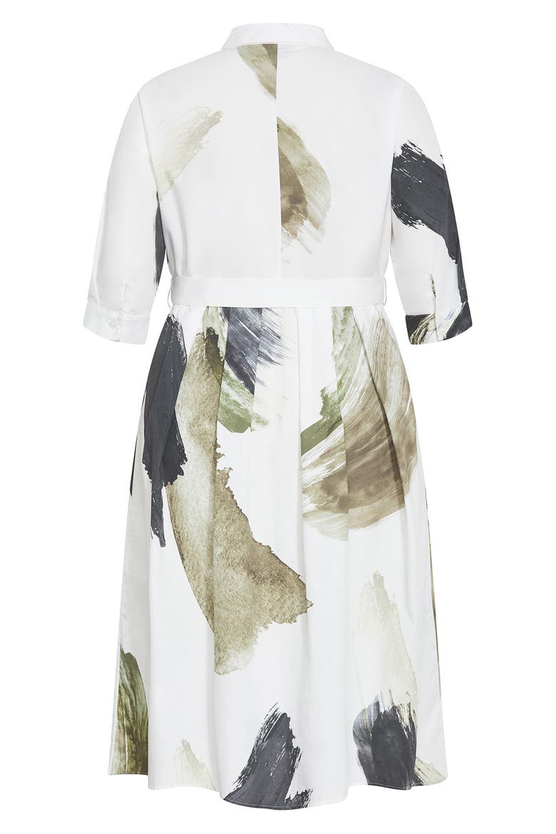 Angel Brushstroke Belted Cotton Shirtdress
