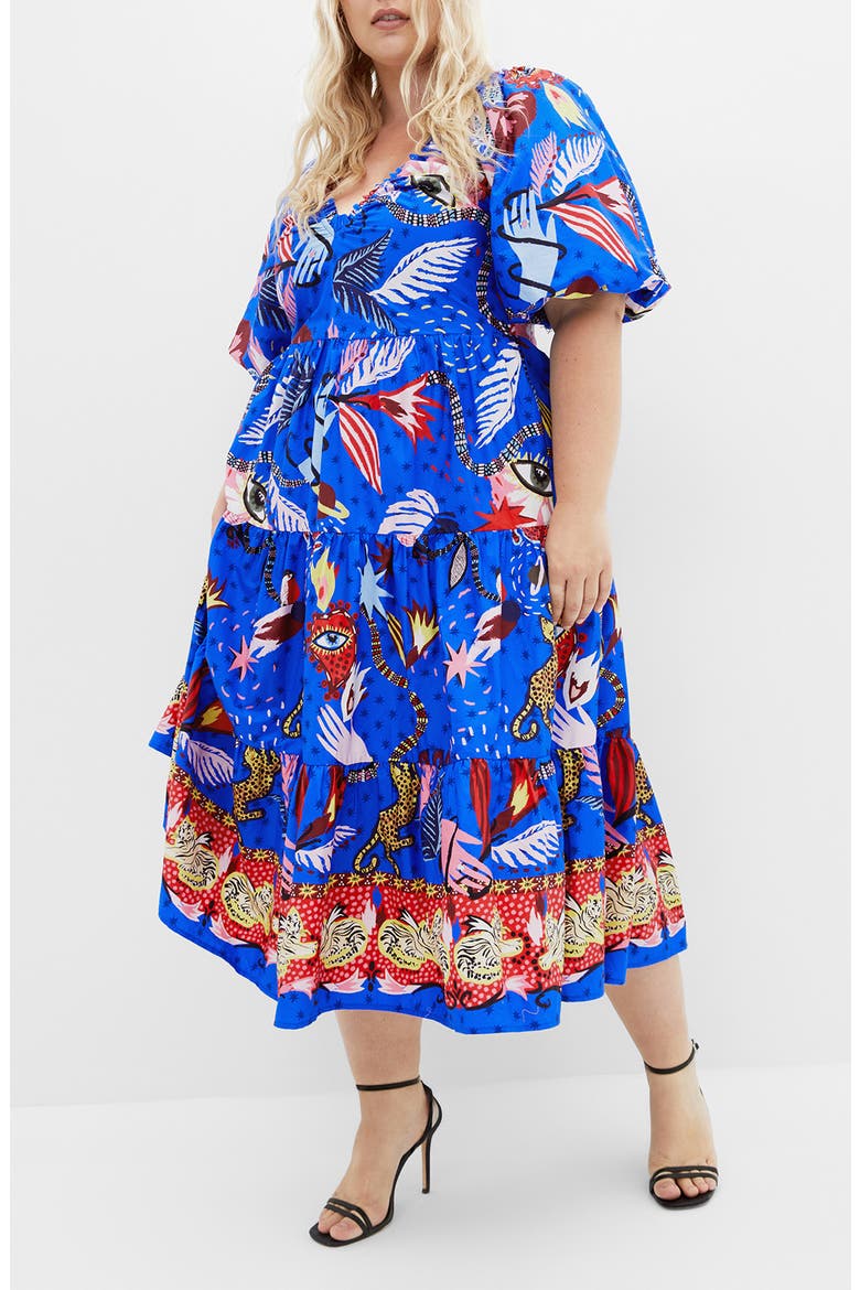 Capria Print Cotton Midi Dress