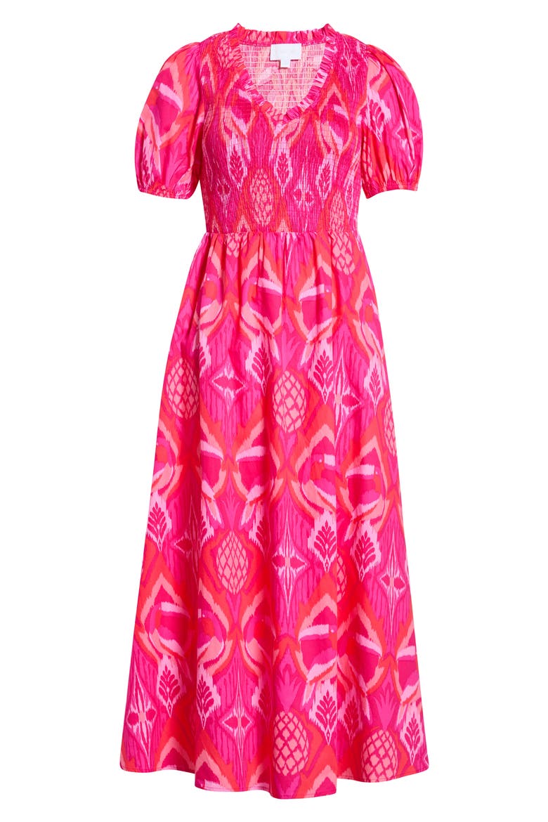 Prissa Ikat Brenty Smocked Midi Dress