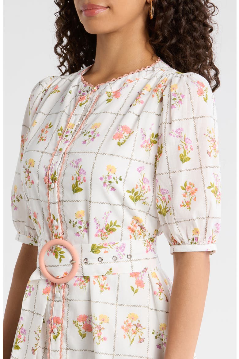 Diane Floral Redna Belted Cotton Button-Up Minidress
