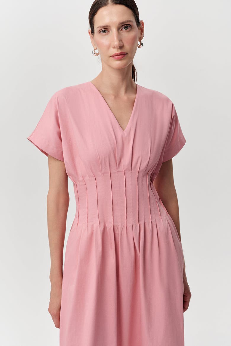 Amaud Short Sleeve V Neck Midi Dress