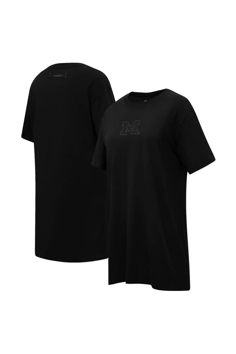 Women's Pro Standard Black Michigan Wolverines Tonal Neutral Mini T-Shirt Dress