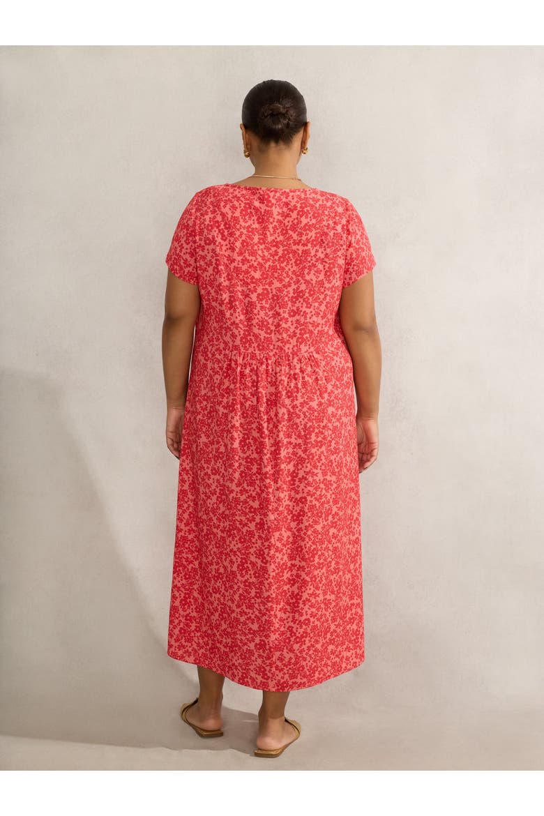 Short Sleeve V-Neck Midi Dress