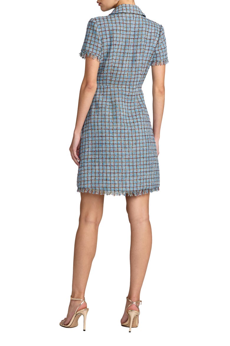 Collared Tweed Mini Dress With Fringe Trim