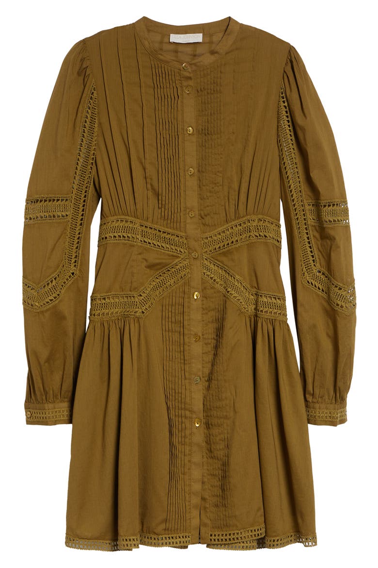 Elysia Pintuck Lace Long Sleeve Minidress