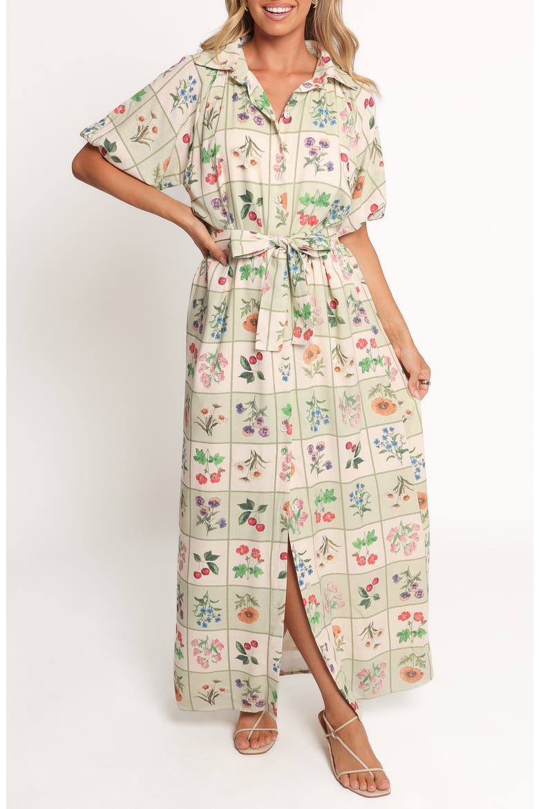 James Print Tie Waist Maxi Dress