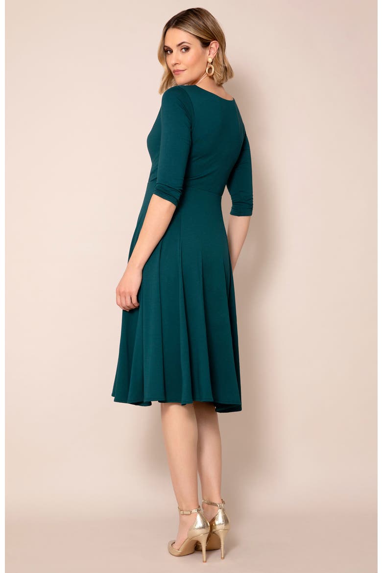Annie V-Neck 3/4 Sleeve Midi Dress