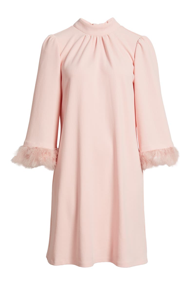 Feather Trim Sheath Dress