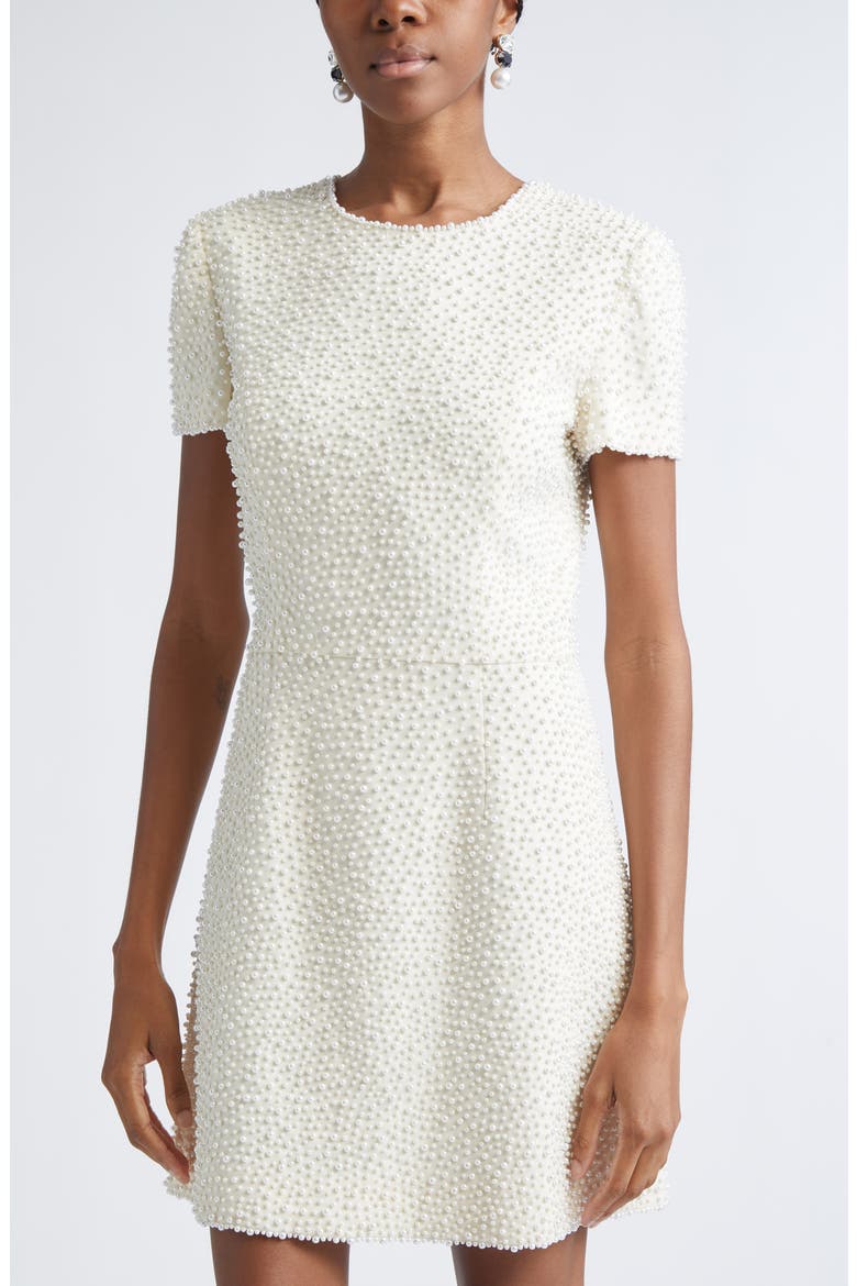 Faux Pearl Embellished A-Line Minidress