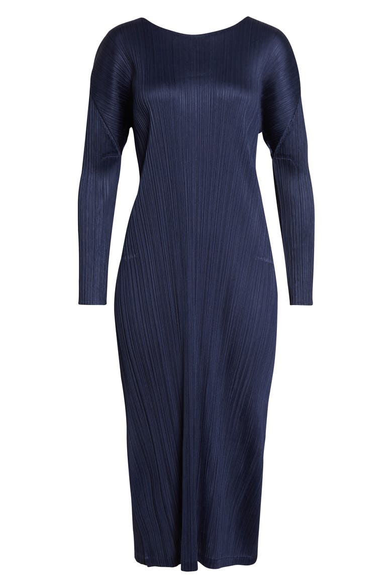 Monthly Colors January Pleated Long Sleeve Midi Dress