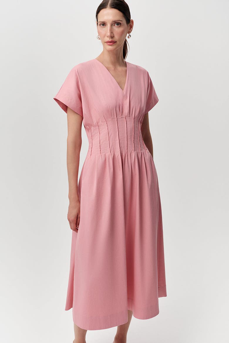 Amaud Short Sleeve V Neck Midi Dress