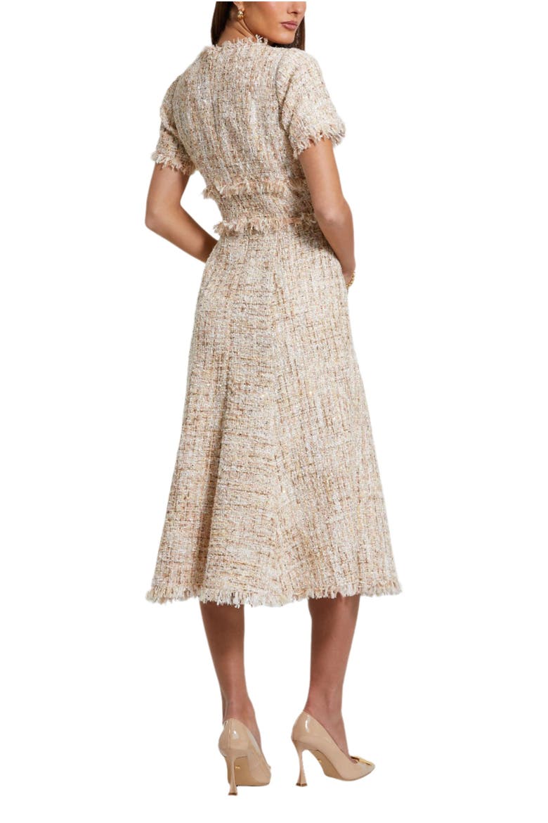 Boucle Short Sleeve A Line Midi Dress