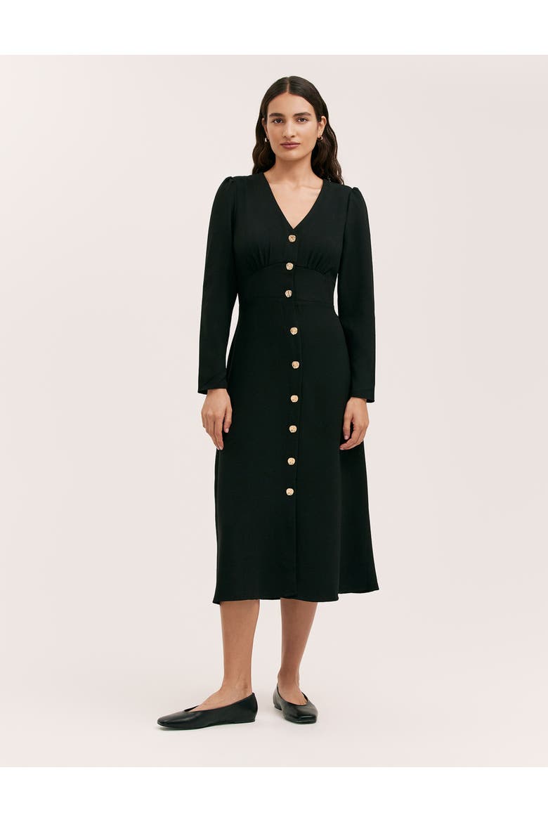 Caprice Long Sleeve Crepe Midi Dress