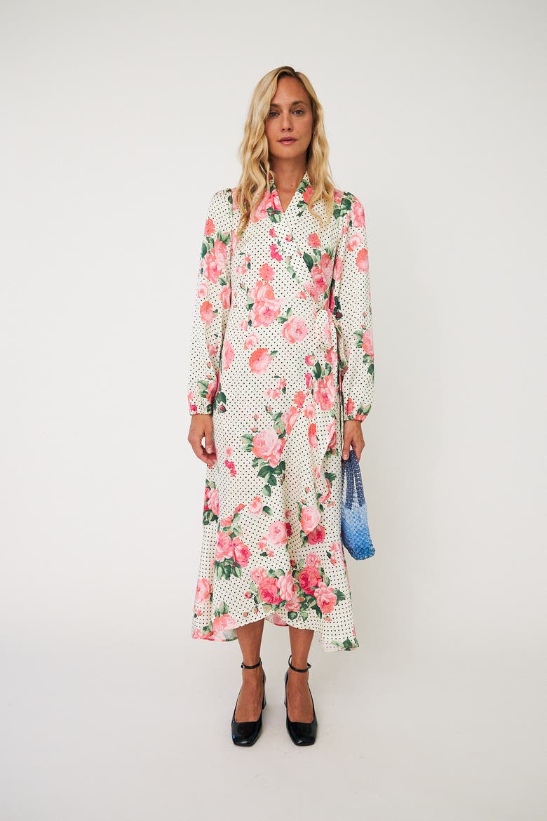 Laracras Floral Polka Dot Wrap Dress