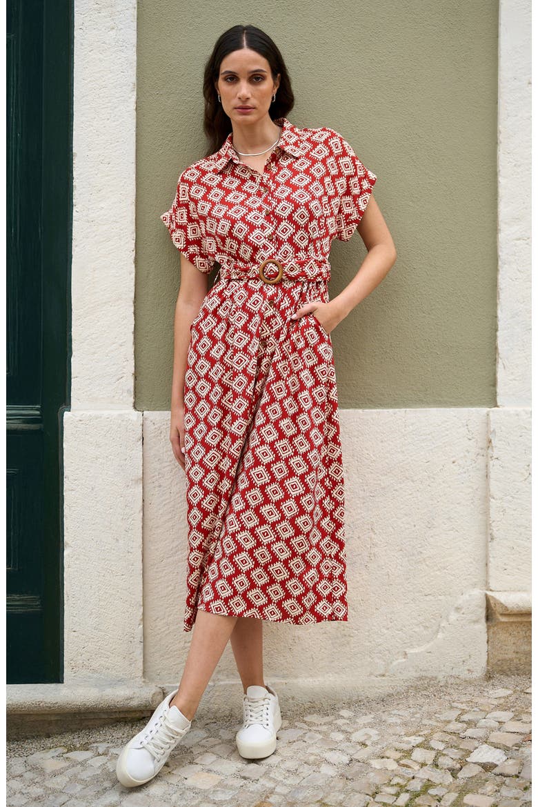 Belted Midi Shirt Dress
