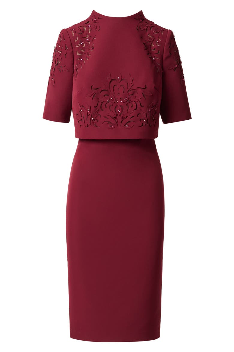 Cutout Stretch Crepe Popover Sheath Dress