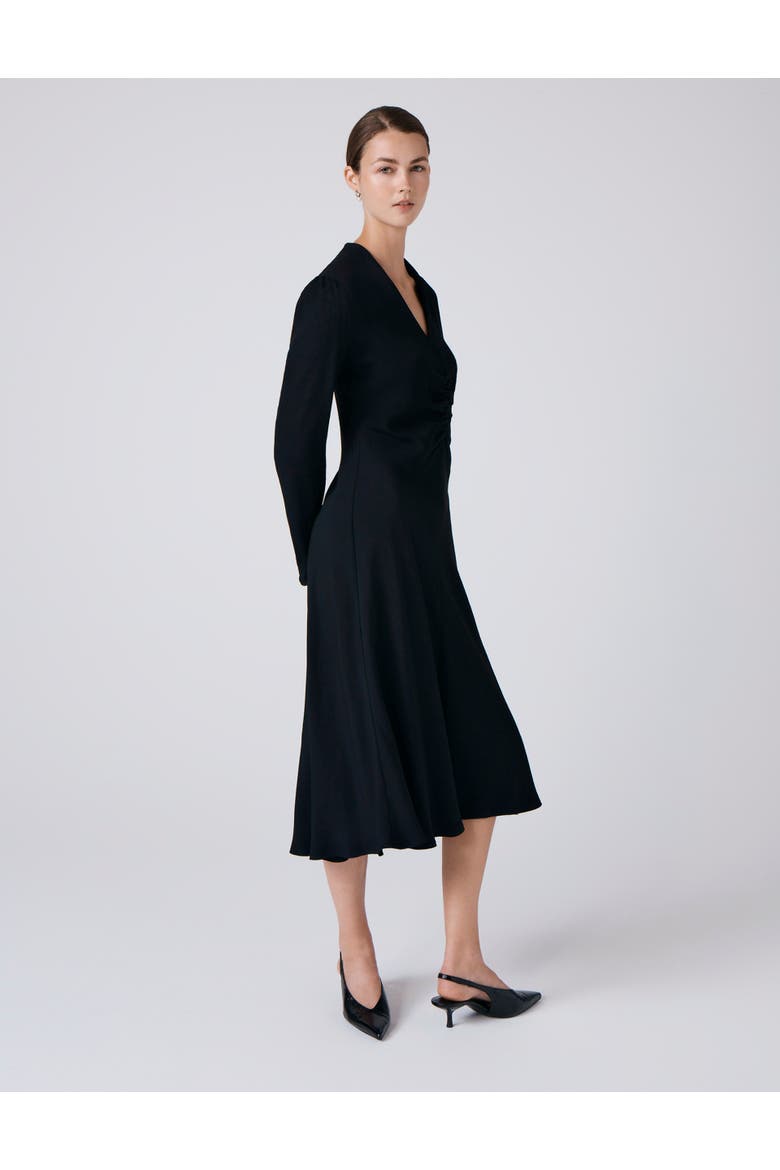Cecelia Crepe V Neck Midi Dress
