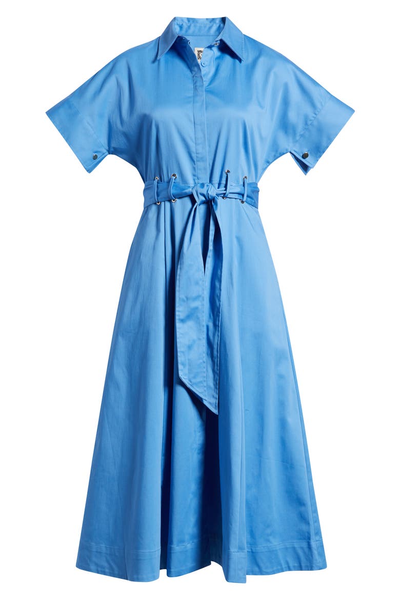 Grommet Belt Loop Midi Shirtdress