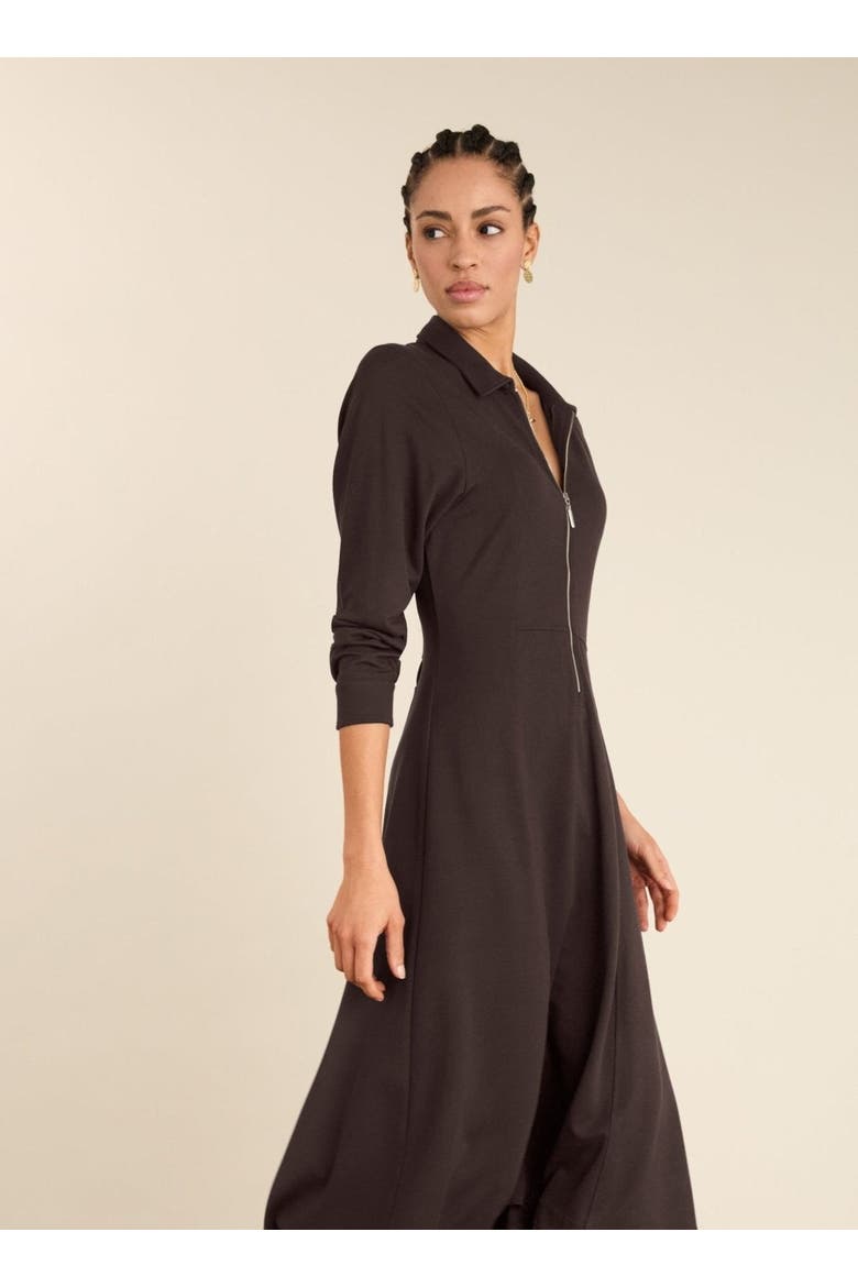 Mariposa Ponte Zip Front Midi Dress