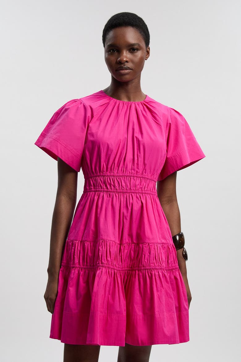 Shirred Tiered Mini Dress