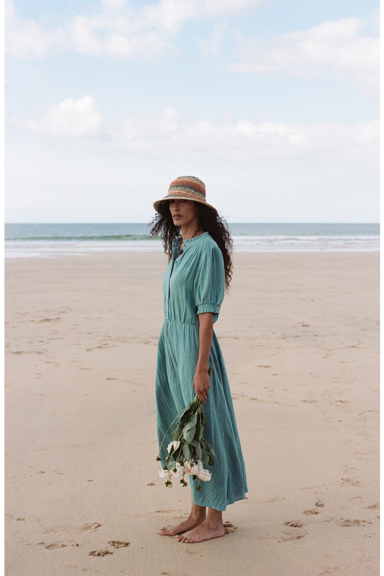 Shore Path Organic Cotton Gauze Midi Dress