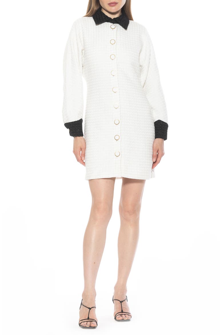 Velvette Long Sleeve Mini Tweed Shirtdress
