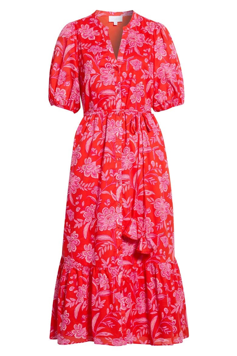 Aria Floral Beth Button-Up Cotton Midi Dress
